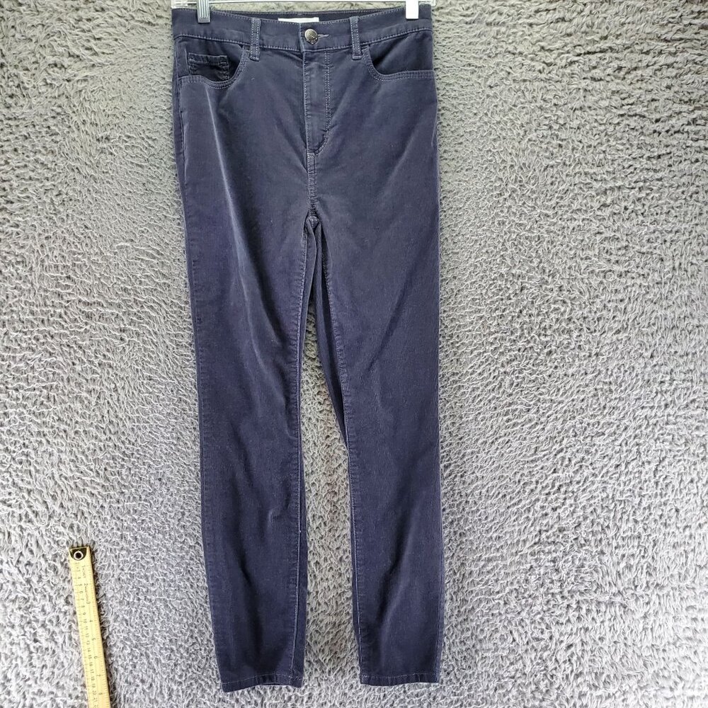 Loft Jeans Womens Waist 26 Size 2 Blue Stretch Corduroy High Waist Skinny